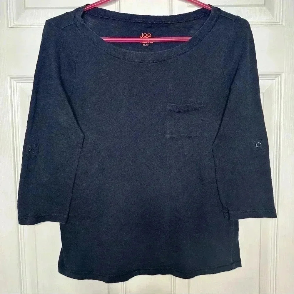 Joe Fresh Shirt 3/4 Sleeves Front Pocket Blue Size Extra Small